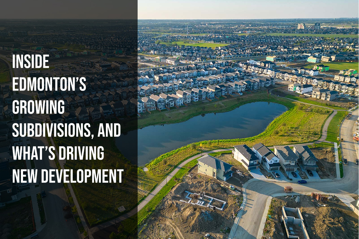 A bird's eye view of a residential development that is very close to completion. Saga Development wants to give you an inside look at Edmonton's growing subdivisions and what is driving new development